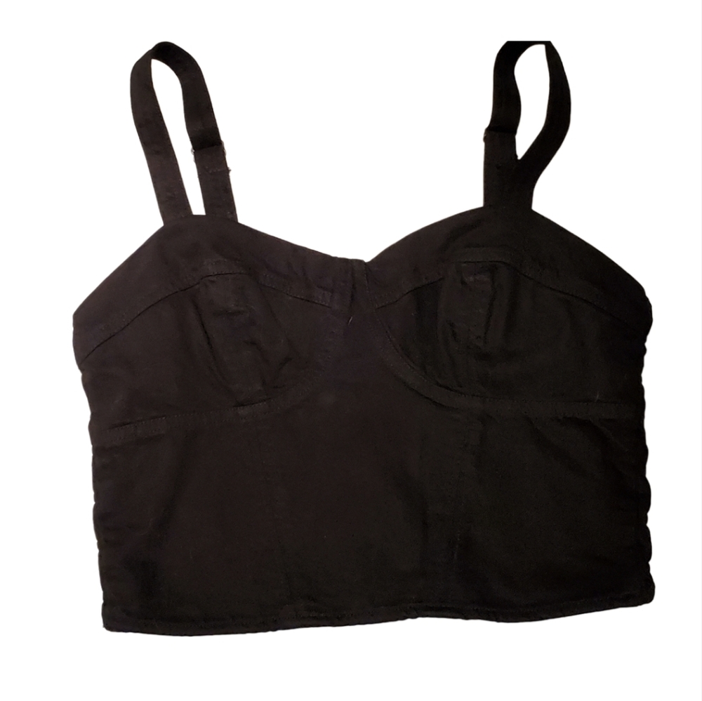 YFB Young Fabuulous & Broke Ladies Casual Crop Black Corset Bustier XS